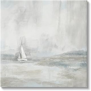 Stupell Industries Abstract Sailboat Drifting Ocean Waves Beige Neutrals, Design by Daniel Sproul