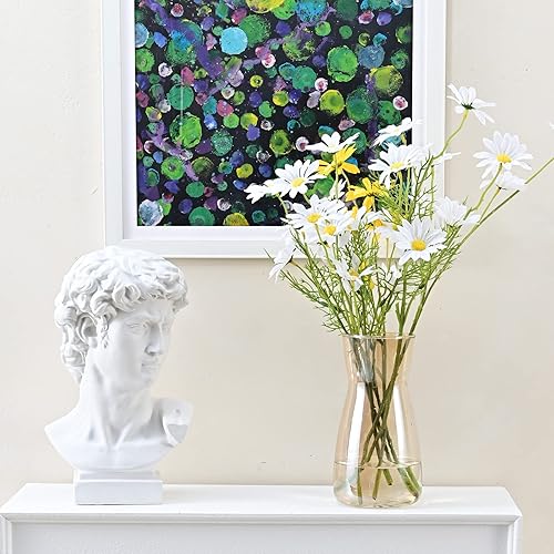 Miniatura 5 de Jarrones de vidrio para flores, 8 pulgadas de alto, modernos jarrones de cristal transparente iridiscente para centros de mesa, decoración