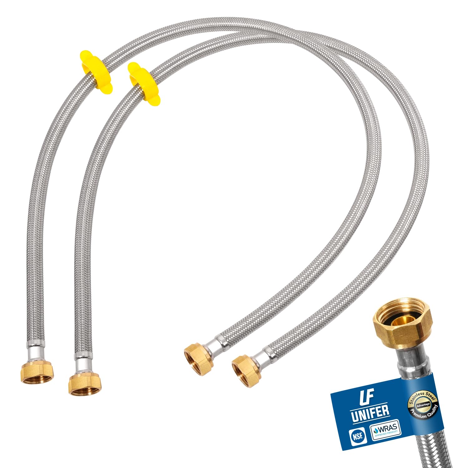 Unifer Flexible Tap Connector 1/2" BSP Female-to-Female 900mm Hose, 2 Pack โ image 1