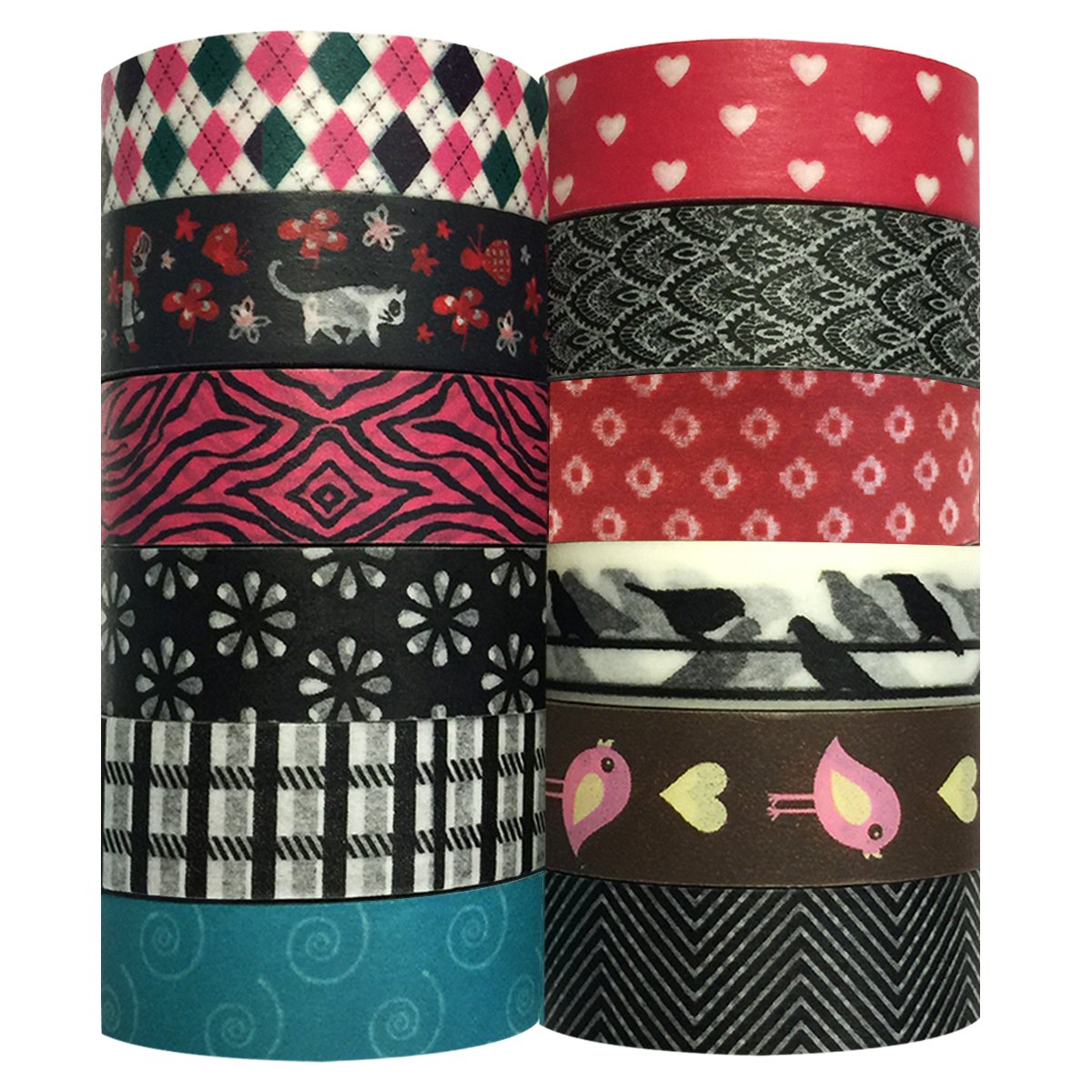 Wrapables WPSET10 Washi Masking Tape Collection (Set of 12)
