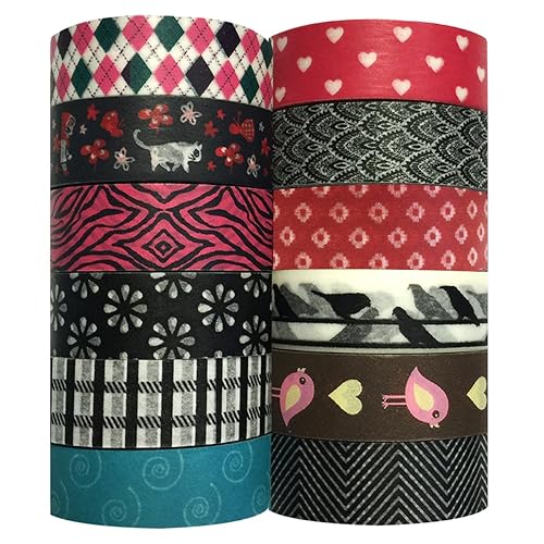 Vista 4 de allydrew Washi Tapes ADSET09 - Cintas de enmascarar decorativas, juego de 12