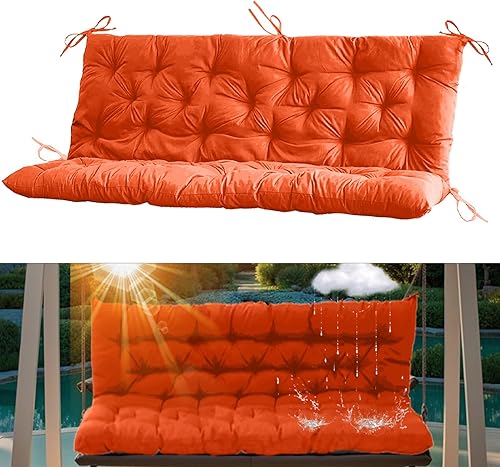 Miniatura 13 de Cojín para columpio de 2-3 plazas, cojines para exteriores con respaldo grueso de 4 pulgadas, almohadilla antidecoloración impermeable para jardín,