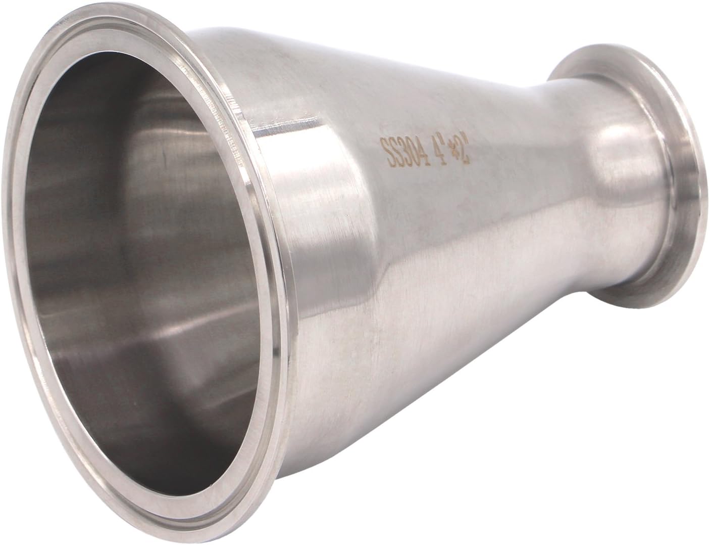 DERNORD Sanitary Fitting Reducer Fitting SUS304 Tri Clamp Ferrule Style 4" Tube OD to 2" Tube OD