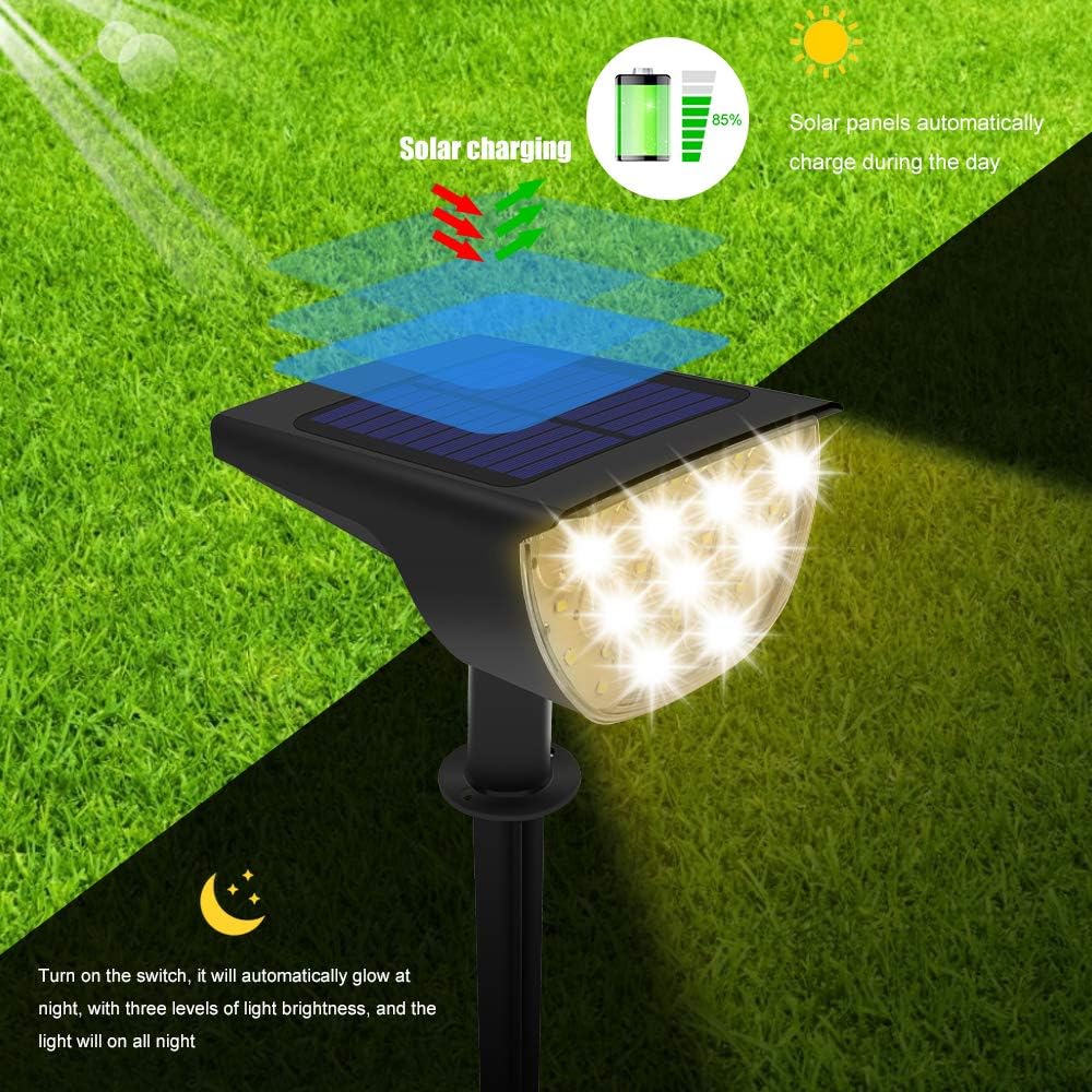 Exclusive Special Solar Landscape Spotlights, 30 LED Waterproof Outdoor Wall Lights, Solar Powered Warm White 3000K Security Light, Wireless Landscaping Light for Yard Garden Driveway Porch Walkway Pool Patio, 4 Pack