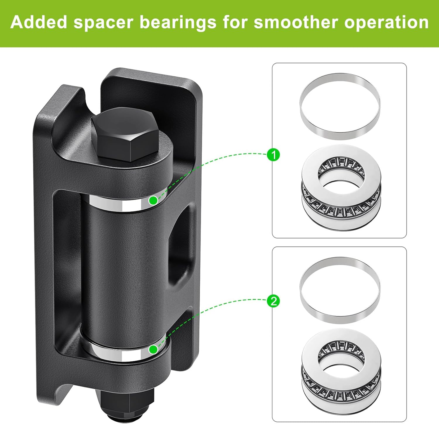 Heavy Duty Gate Hinge 2-Pack, Steel Weld On Hinge, Wall‑Mount Gate Hinge for Metal Swing Doors, Driveway Gates and Farm Gates, Spacer Bearing, Oxide Coated