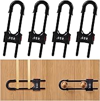 yingranlock 4-Pack U-Shaped Sliding Cabinet Locks - Adjustable Childproof Baby Safety for Doors, Fridges, Knobs & Windows (Black)