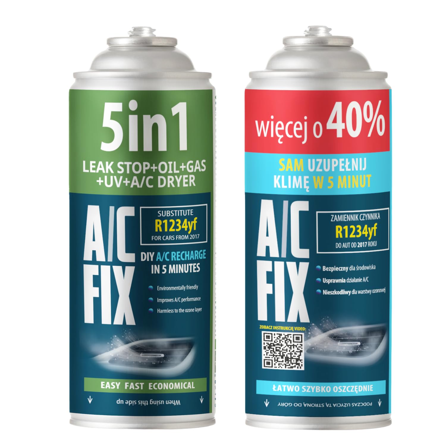 AC FIX 5-in-1 – R1234yf + Hose + Adapter Refrigerant for Car Air Conditioning with Oil, Sealant, UV Dye, Desiccant – Quick Application – Protects the Compressor — view 5