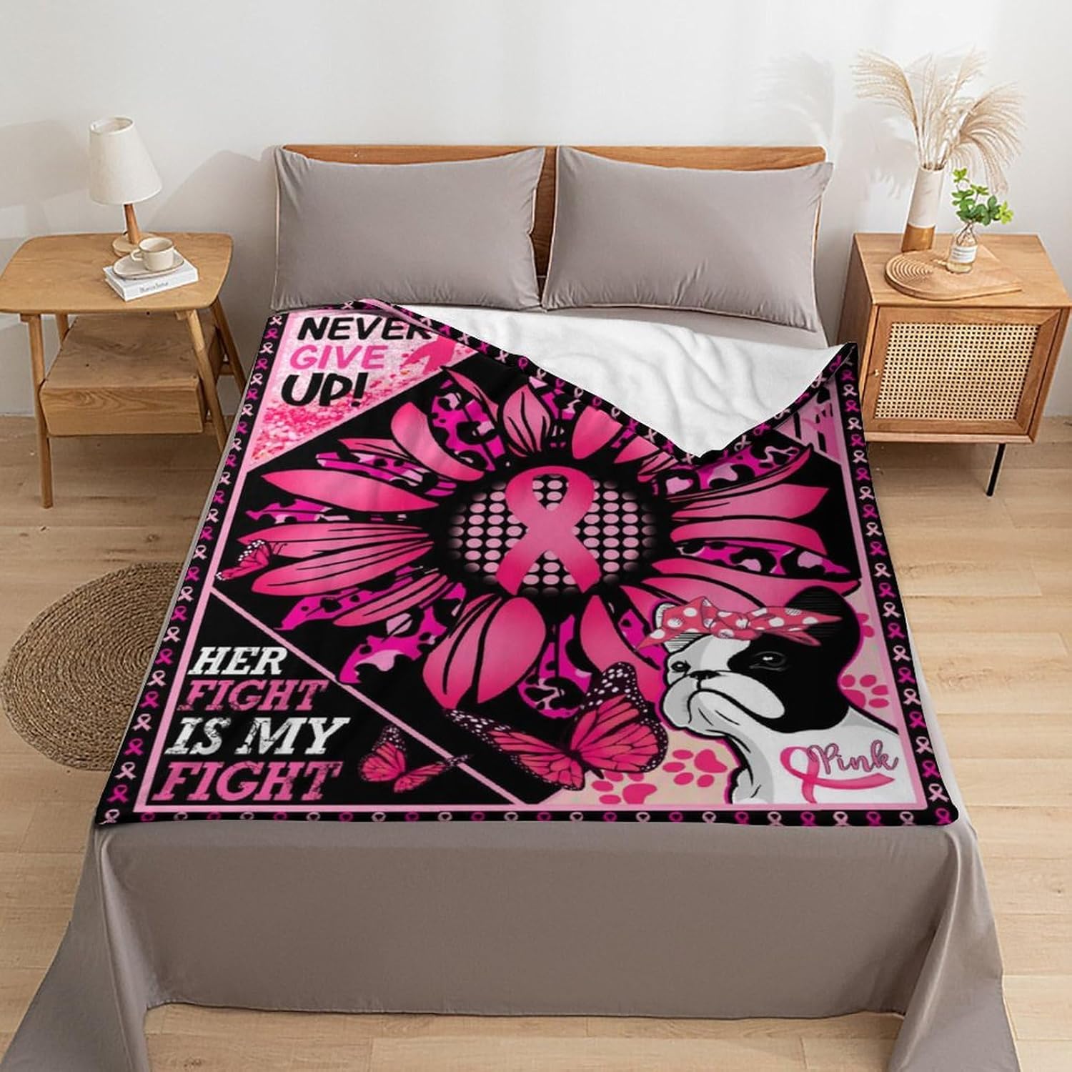 Breast Cancer Throw Blanket Breast Cancer Gifts for Women Breast Cancer Gifts Blanket Gifts for Breast Cancer Patients 60"x80"