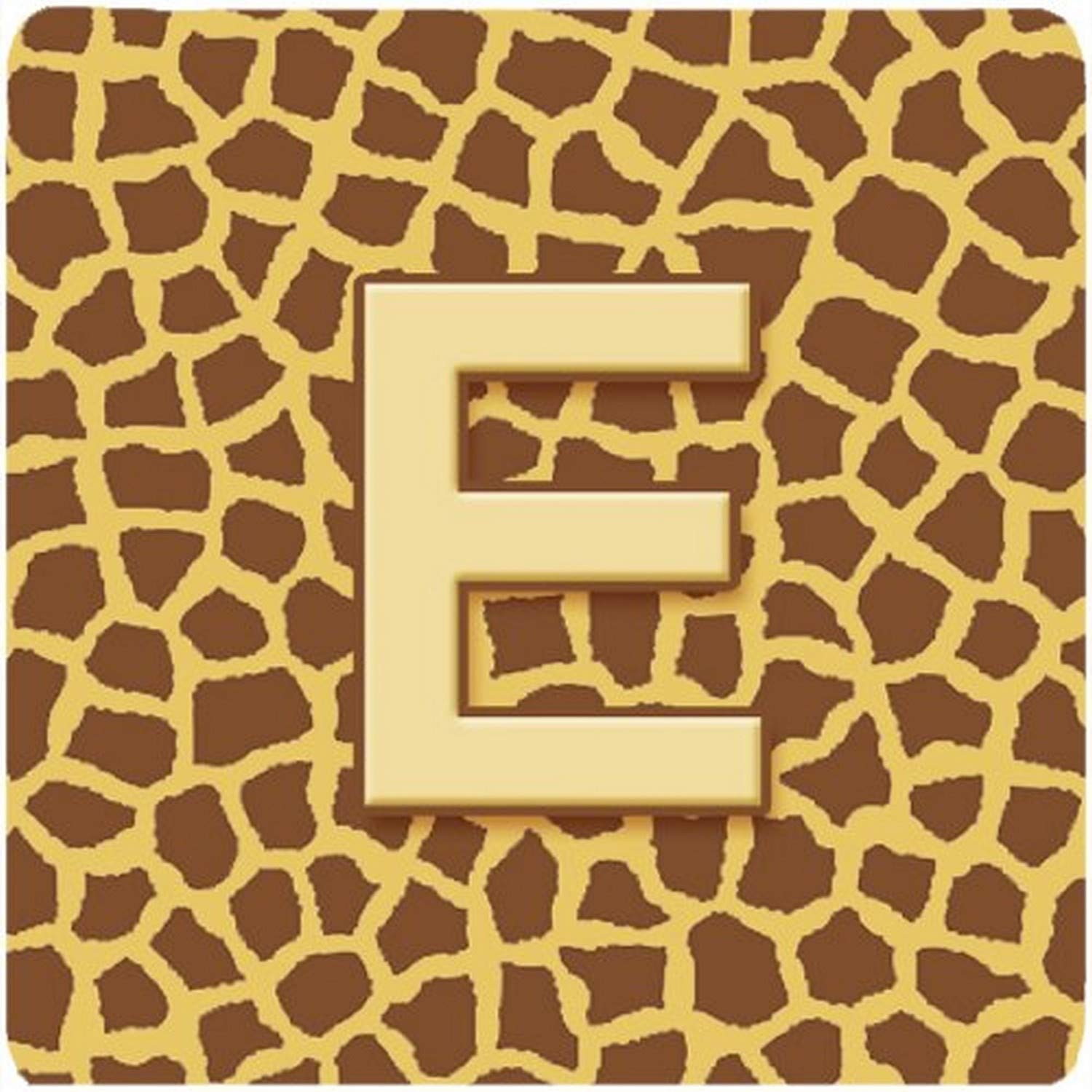Caroline's Treasures CJ1025-EFC Monogram-Giraffe Foam Coasters (Set of 4), Initial Letter E, 3.5" H x 3.5" W, Multicolor