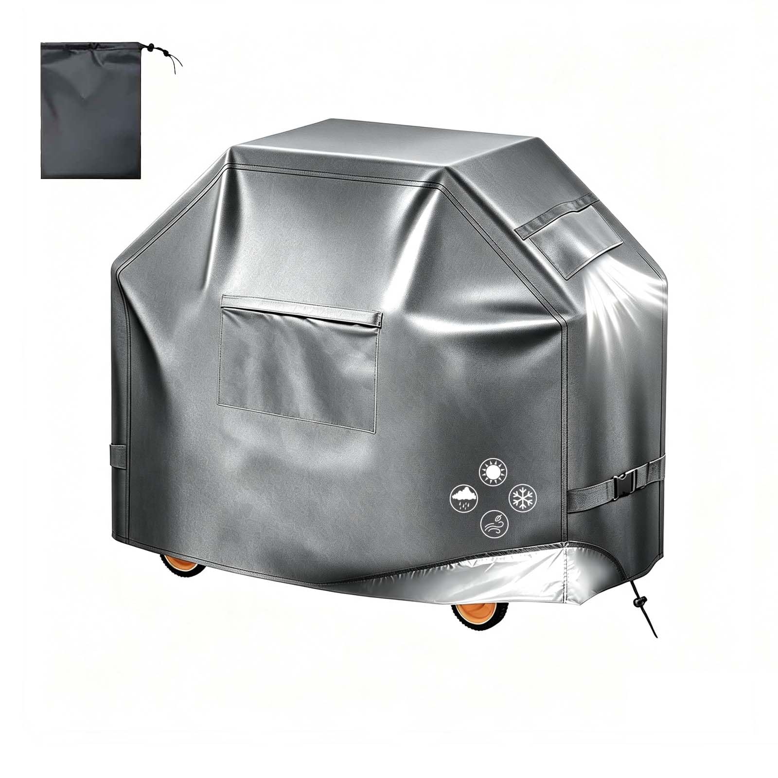 Esterno Impermeabile,Telo Copri Barbecue Esterno, 600D Tessuto Oxford Resistente Anti Pioggia Polvere Sole Neve Pioggia Feci di Uccelli Tessuto,Grigio,165x61x112cm
