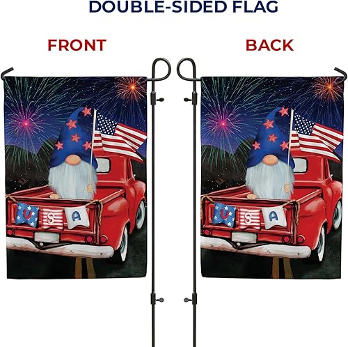 Miniatura 6 de Bandera de jardín con gnomo del 4 de julio de América para siempre, 12.5 x 18 pulgadas, celebración del Día de la Independencia, fuegos