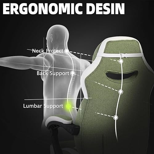 Miniatura 8 de Vonesse Silla de Juegos, Sillas de Juegos de Tela Reclinables para Adultos 250 LBS, Silla de Oficina con Cojín de Resorte de Bolsillo, Silla de