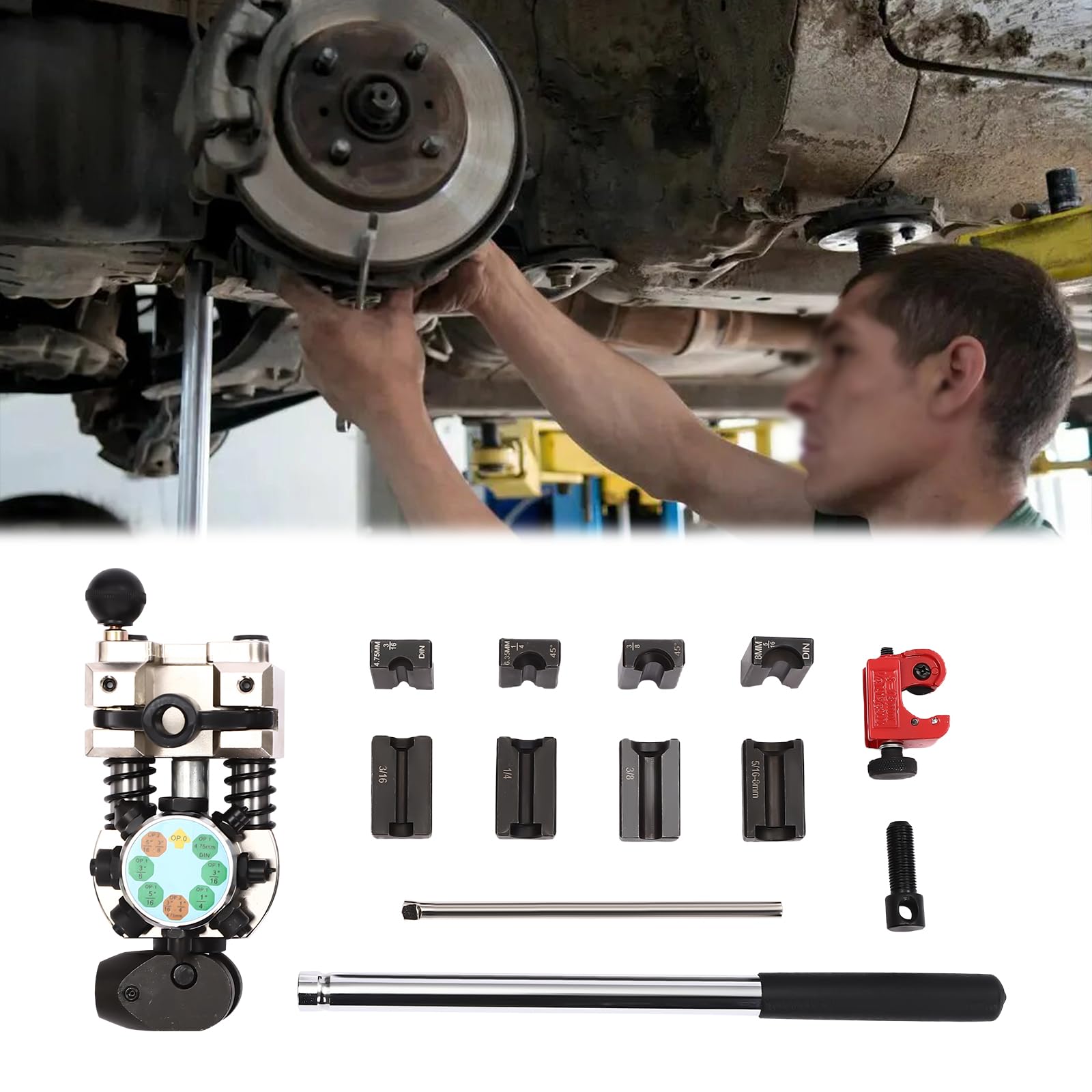 Bremsleitungsbördelwerkzeug Bremsleitungsbördelgerät,Bördelgeräte für Bremsleitungen 5/16"(8mm), 3/8'', 3/16''(4.75mm), 1/4''(6.35mm),Bördelgerät Einzel, Doppel und Blasenbördelung