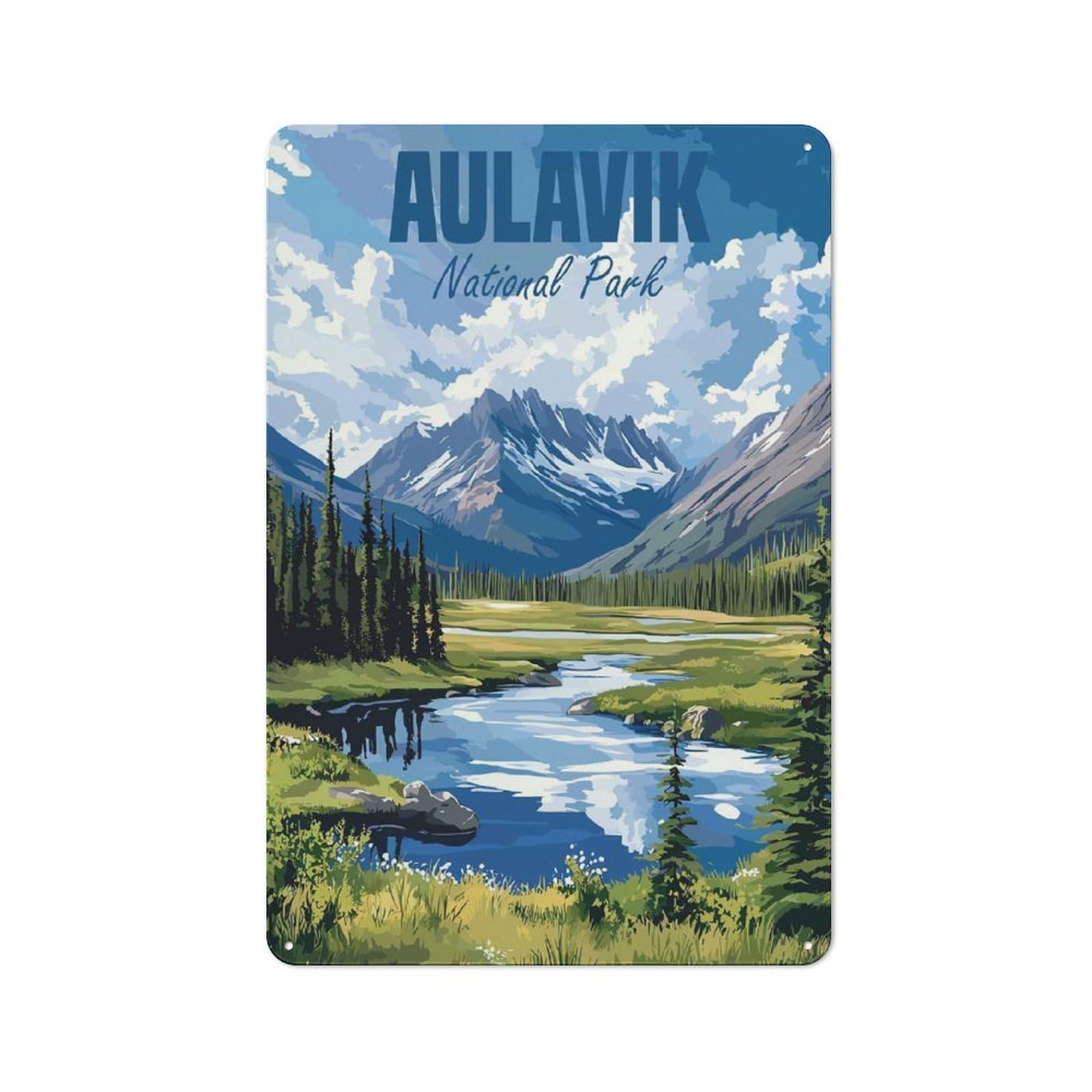 Junmoney Style-22 Tin Wall Plaque 30X20cm With Aulavik National Park For Hallway Wall, A Decorative Metal Sign For Hallways And Entrance Areas