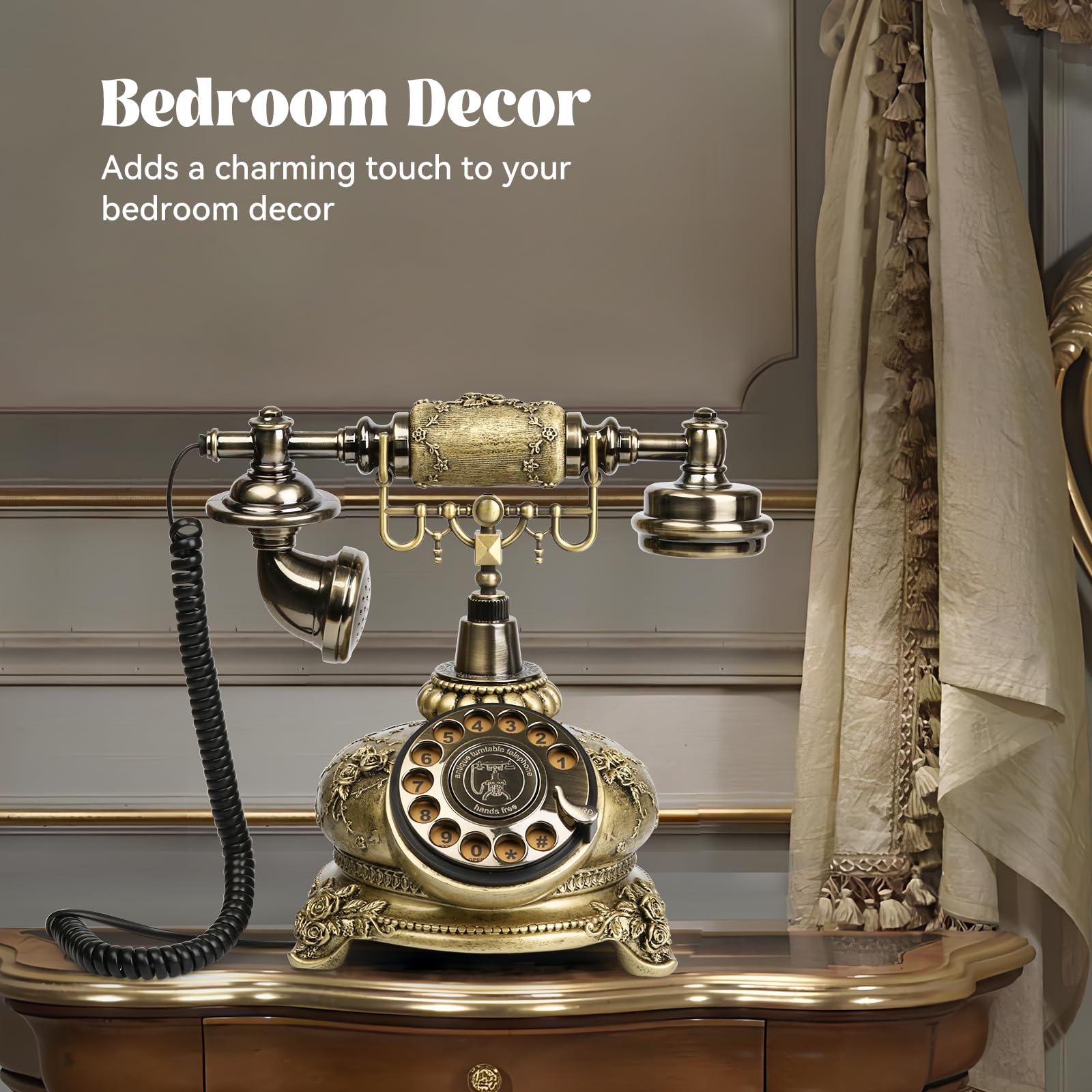 Téléphone fixe rotatif rétro rétro téléphone antique téléphone à l'ancienne école téléphones pour maison, café, bar, étoile décoration d'hôtel
