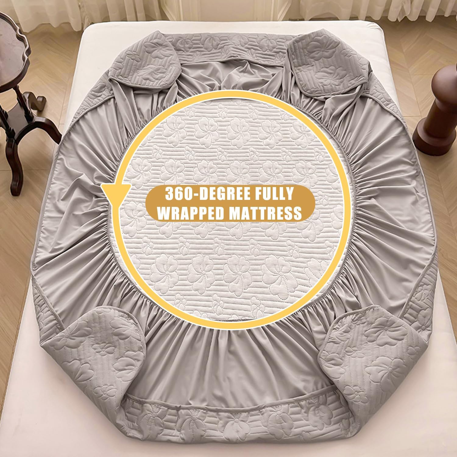 Waterproof Mattress Protector Cover Queen Size Cotton Mattress Cover Soft Comfortable Fitted Sheet with Elastic Band Mattress Pad Cover Deep Pocket of 12In,Blue,90 * 200cm(Twin)