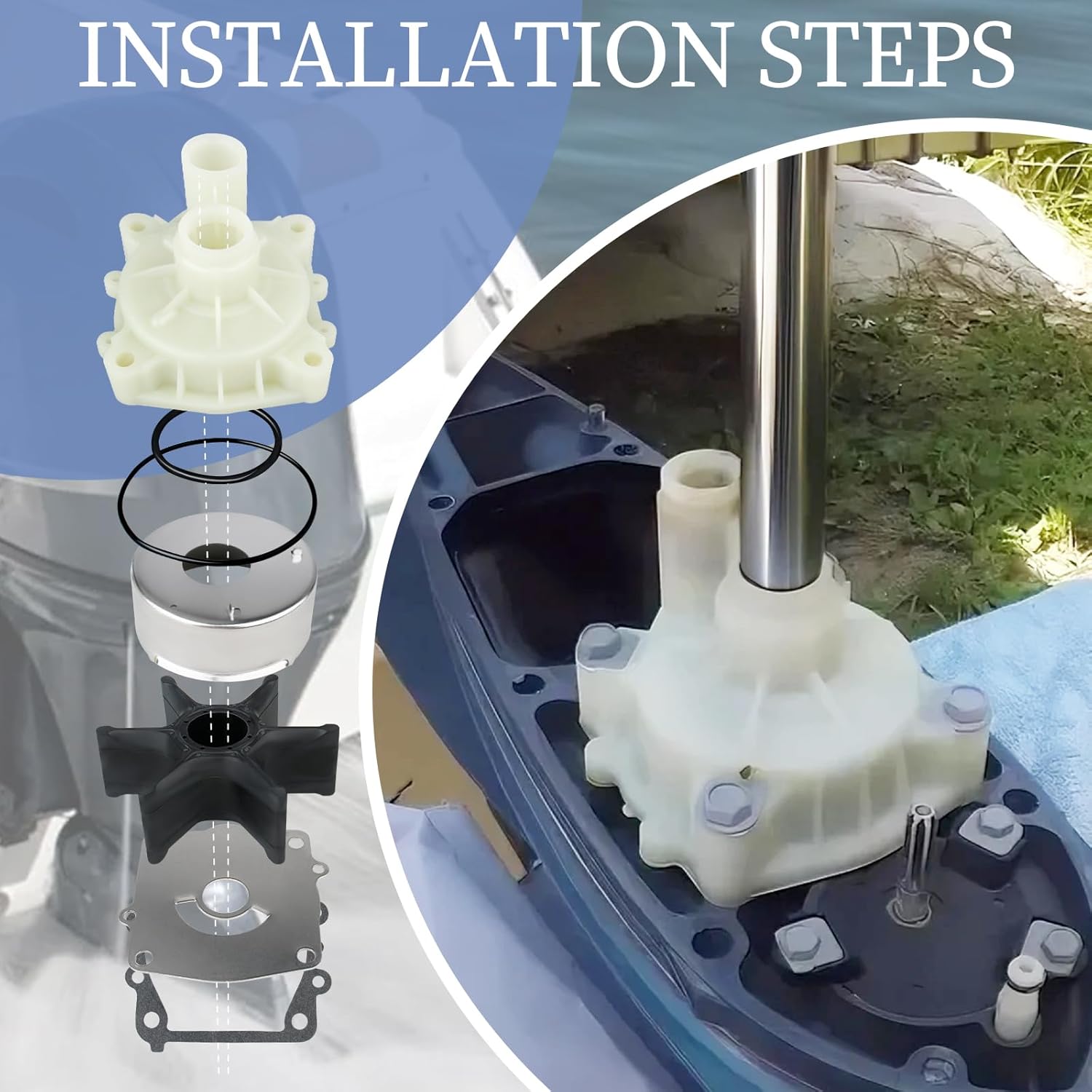 Water Pump Impeller Kit 61AW0078 Compatible with Yamaha Outboard Marine 150 175 200 225 250 300 HP Motorsm, 2/4 Stroke, Replaces 61A-W0078-A2/A3/A4-00 Sierra 18-3396-1 - Image 6