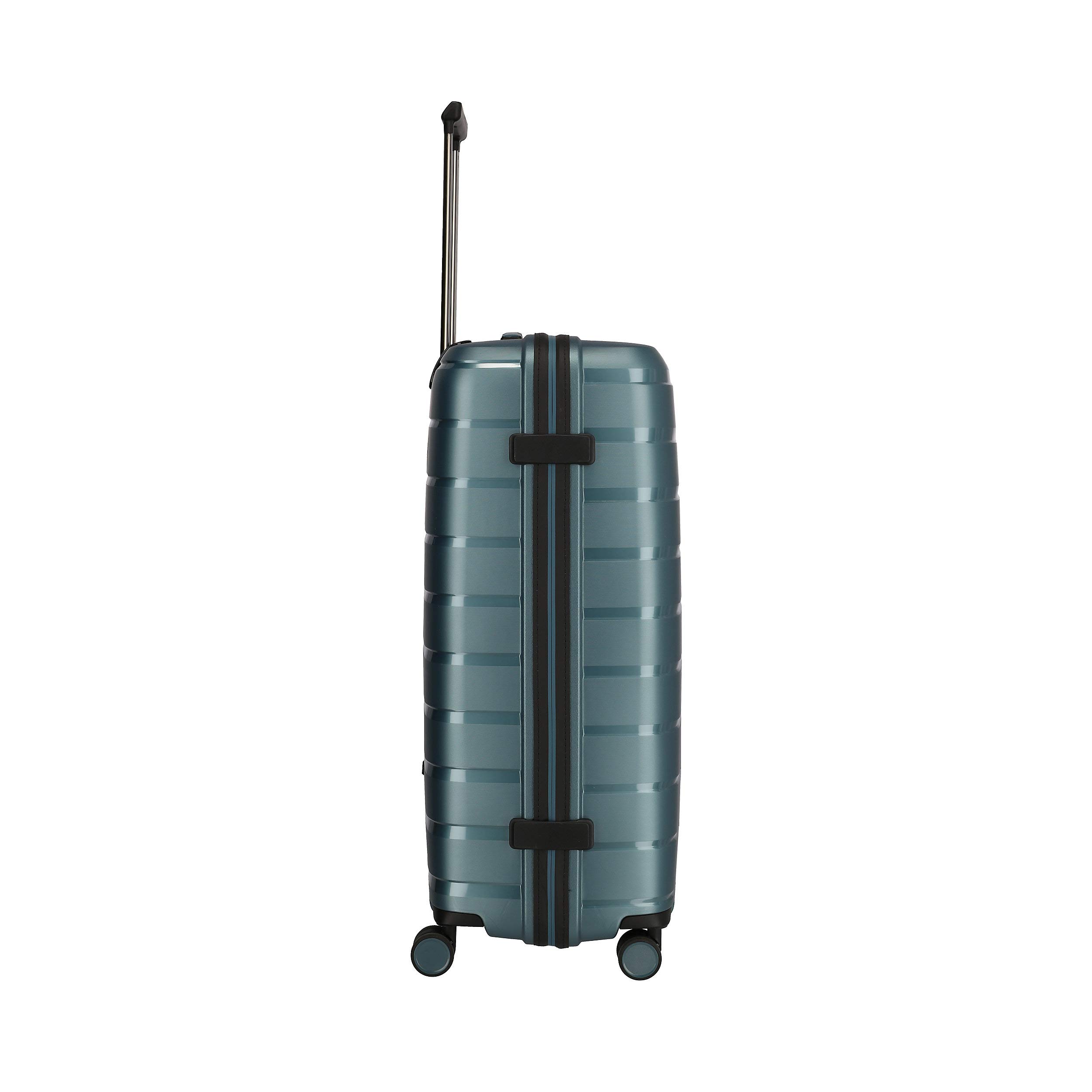Travelite Gepäck Serie AIR Base: Funktionaler Hartschalen Trolley im coolen Look, 4-Rad Koffer L mit TSA Schloss, 075349-25, 77 cm, 105 Liter, eisblau