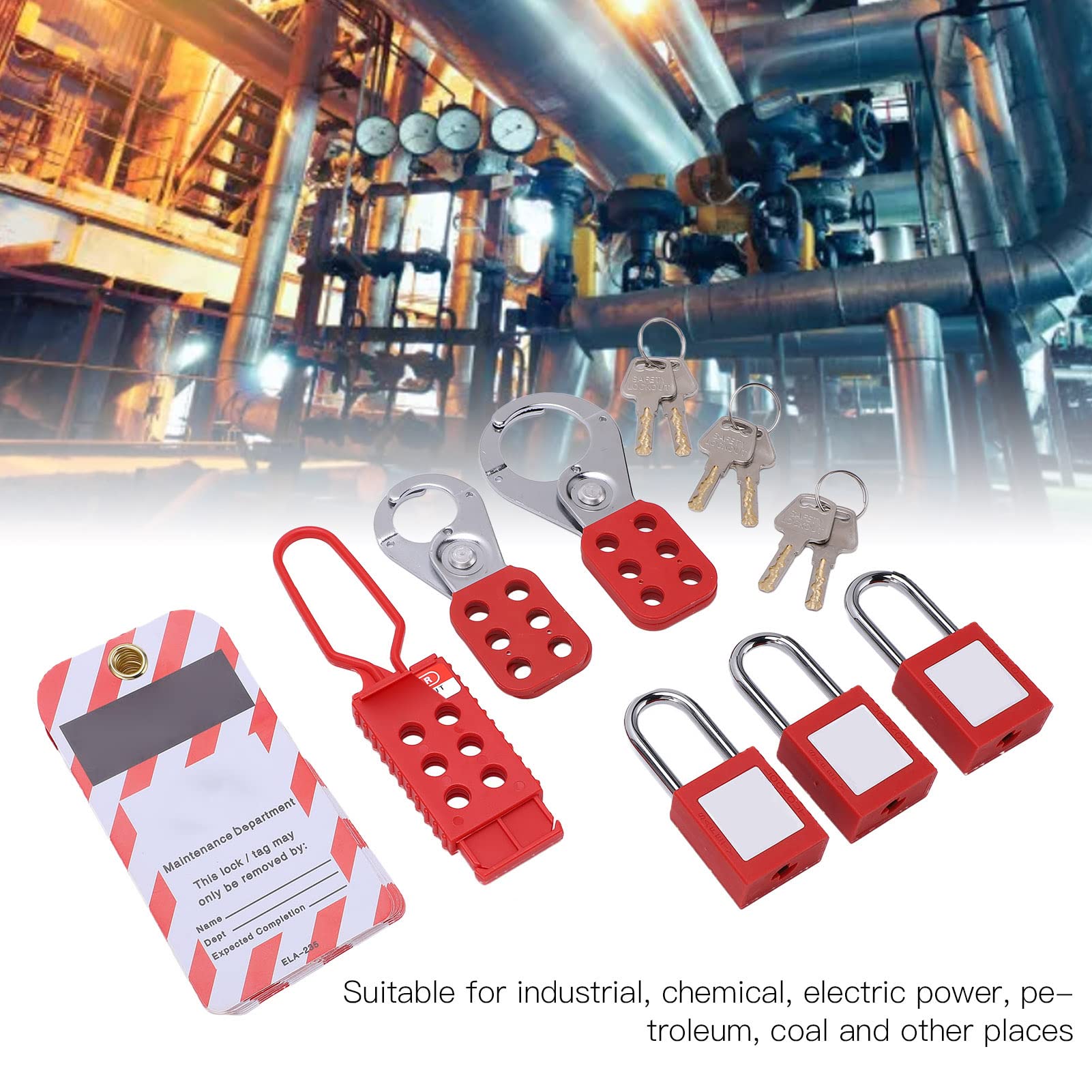 Industrial Electrical Locking Tag Kit, Made of Non Conductive Thermoplastic, 12 Writable Tags, Storage Pouch Included - Image 2
