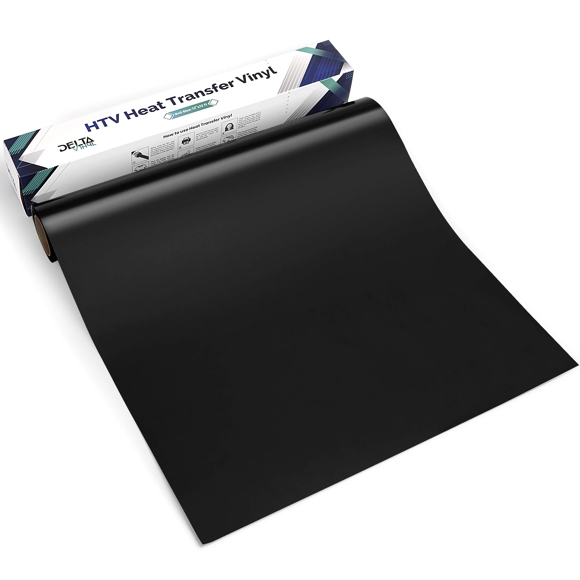 Buy DeltaVinyl PU Black HTV Iron on Vinyl Roll 12in x12ft Heat Transfer