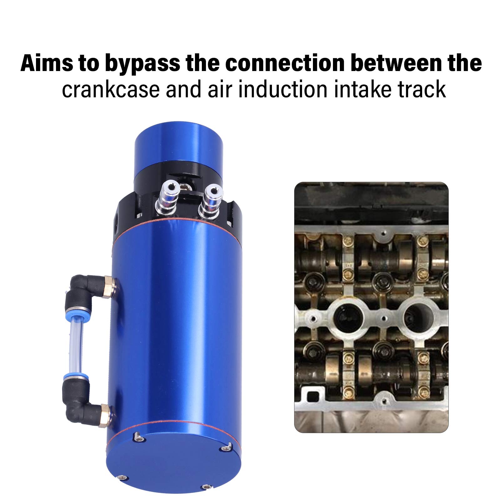 Universal Engine Oil Catch Can Tank Reservoir z 0–14 PSI Manometrów ciśnienia dla SUV -a -SUV Upgrade Aluminium Construct (Niebieski)