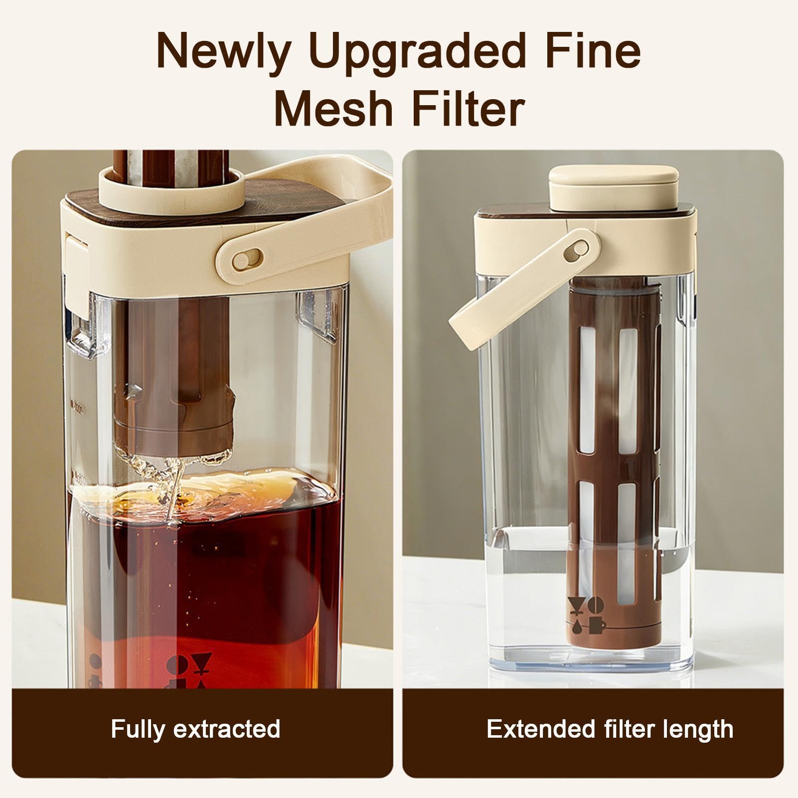 Preparador de Cold Brew | 1000 Mililitros de Gran Capacidad Tapa Hermética Ancha | Jarra De Té Y Agua - para Hogar Cocina Comedor Reuniones Familiares