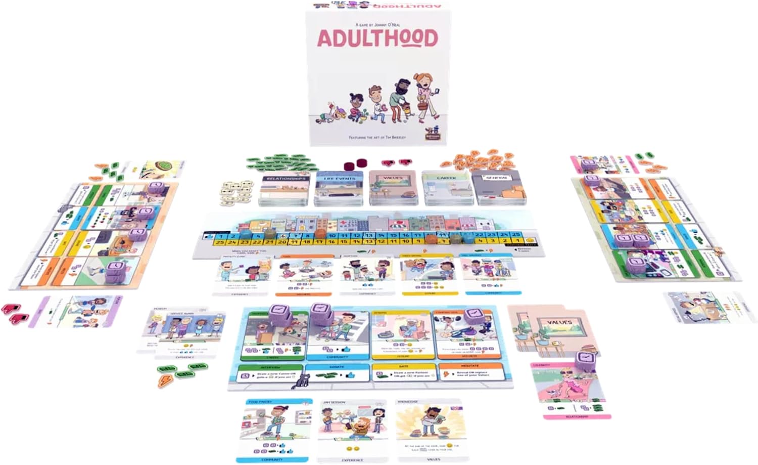 Brotherwise Games Adulthood – Relatable Life Strategy Board Game, Navigate Challenges of Growing Up, Fun for 1-4 Players, Ages 13+