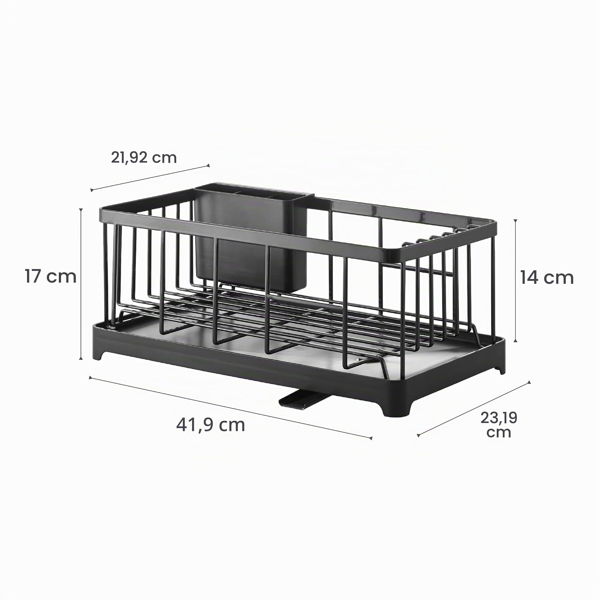 YAMAZAKI 2876 Tower Wire Dish Drainer, Black, Steel/ABS Resin, 42 x 23 x 17 cm