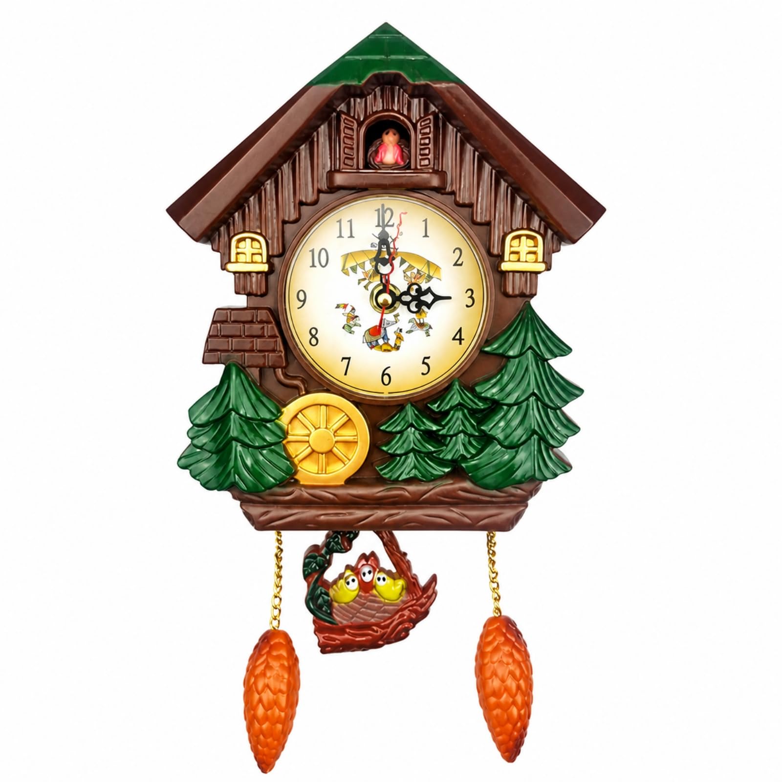 Horloge Oiseau en Forme Silencieuse Horloge à Oiseau Analogique pr Enfants, Chambre d'enfant