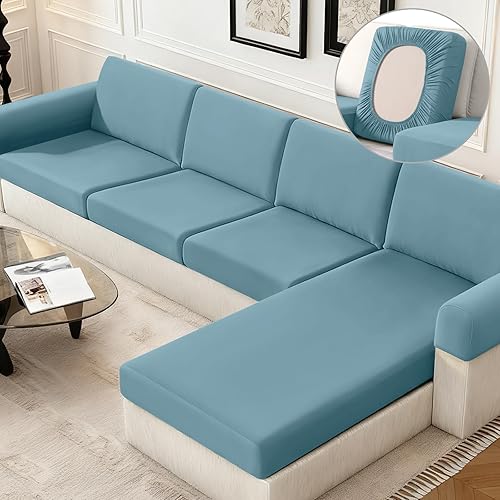 Miniatura 8 de KinCam Fundas para cojines de sofá, fundas elásticas para sofá seccional, cojín para sofá en forma de L, fundas de sofá lavables, fundas de sofá (3