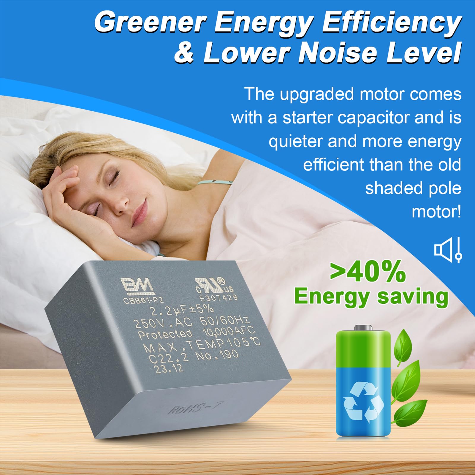 S97015162 Motor Assembly Replacement – Compatible With 50+ Bathroom Exhaust Fan Models, 80 CFM, 2.5 Sones, 5-Year Warranty