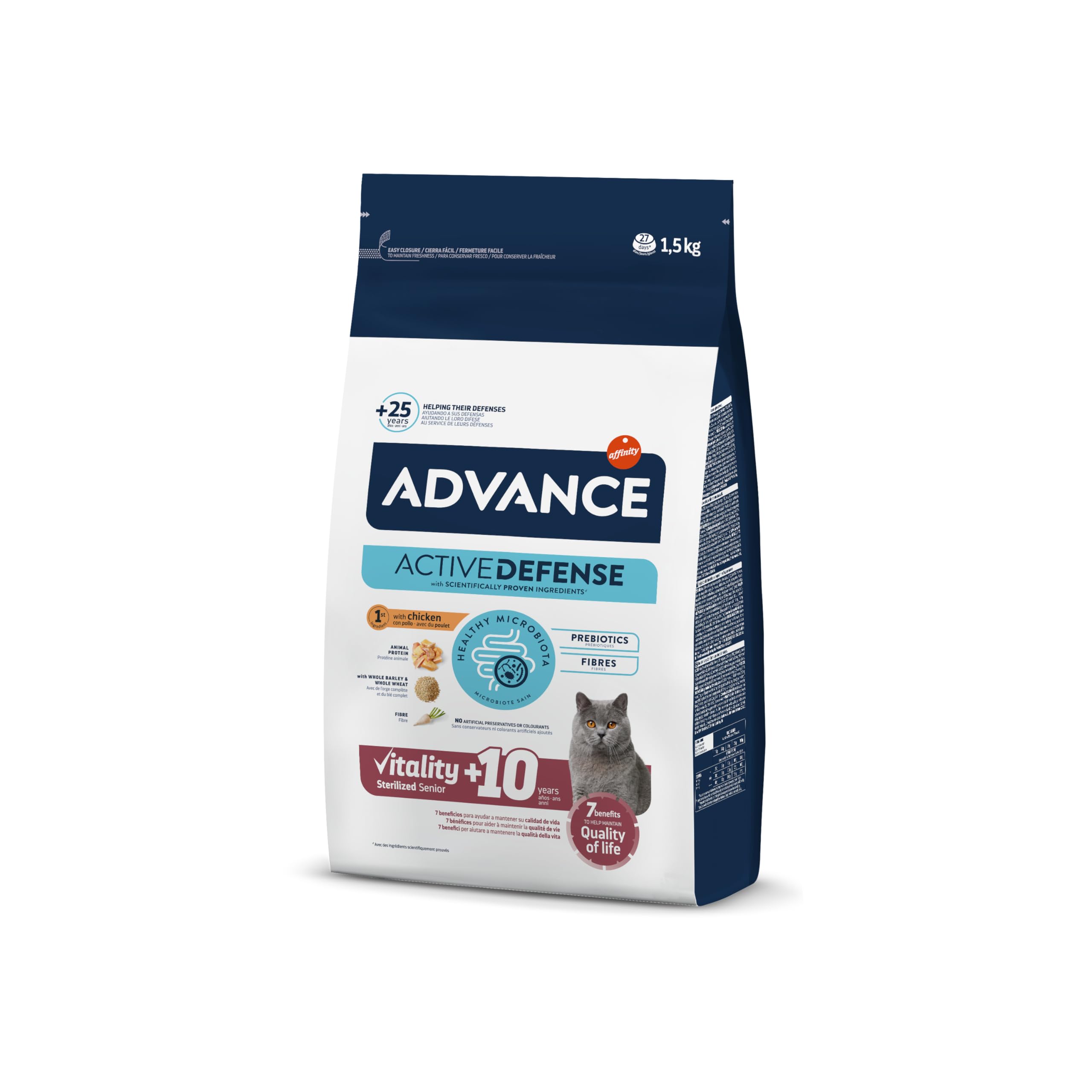 Advance Cat Senior Sterilized, Pienso para Gatos Senior Esterilizados con Pollo, 1,5kg