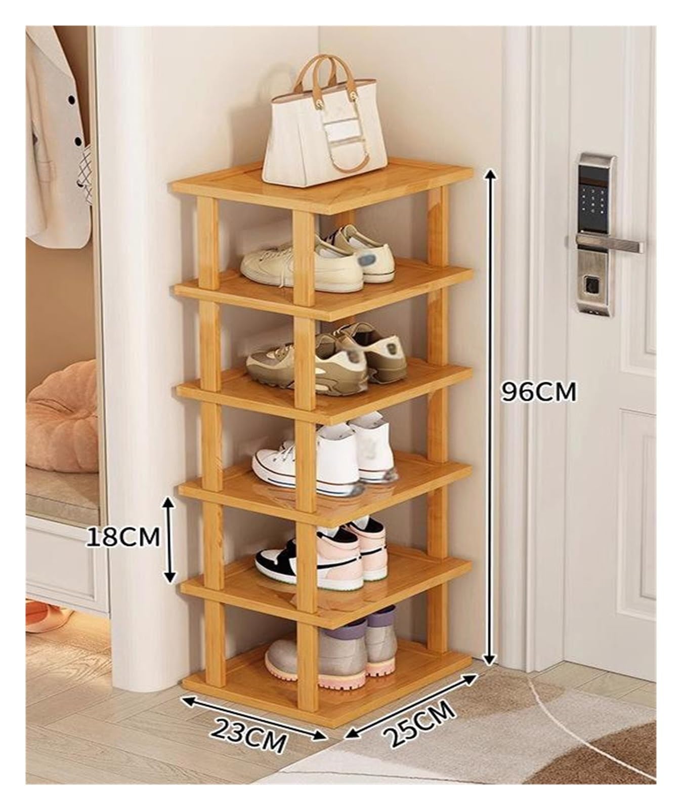 Schmale Klein Schuhregal Platzsparend Schuregal Schihregal Shoe Rack Abnehmbar Leicht Tragbar Offen Standregal Für Eingangsbereich Garage Wohnzimmer Flur Schlafzimmer Ecke 2-9 Ebenen(6 Layer)