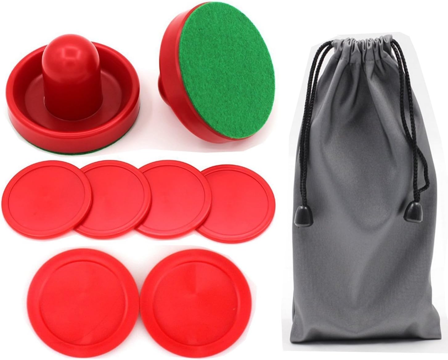 RANKE Home Standard Air Hockey Paddles and 2 Size Pucks, Small Size for Kids, Large Size for Adult, Great Goal Handles Pushers Replacement Accessories for Game Tables (2 Striker, 6 Puck Pack)