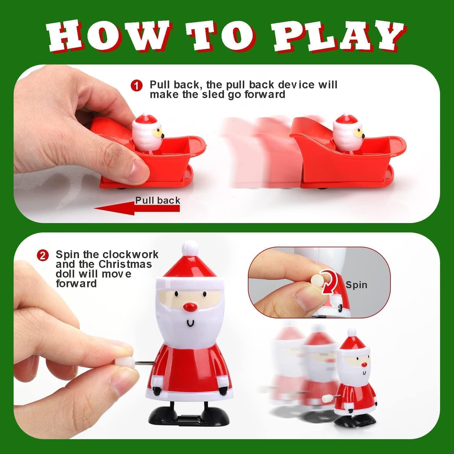 LATERN 14 Pezzi Giocattoli a Carica Natalizi, 5CM x 7CM Giocattoli a Orologeria Natalizi Babbo Natale Pupazzo di Neve Pinguini Giocattolo che Salta Cammina per Natale Calza Festa Sacchetto Riempimento