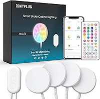 Vista 10 de MYPLUS Luces inteligentes para debajo del gabinete, luces de disco regulables compatibles con Alexa y Google Home, temperaturas de color ajustables