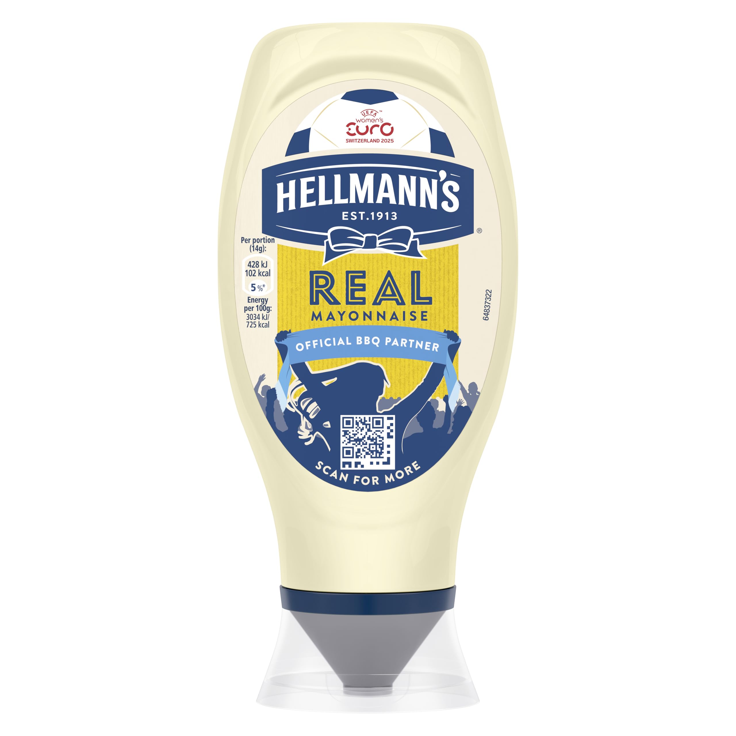 Hellmann'sUEFA WOMEN'S EURO 2025* Limited Edition Mayonnaise Squeeze Bottle for Burgers, Sandwiches and Salads 430 ml