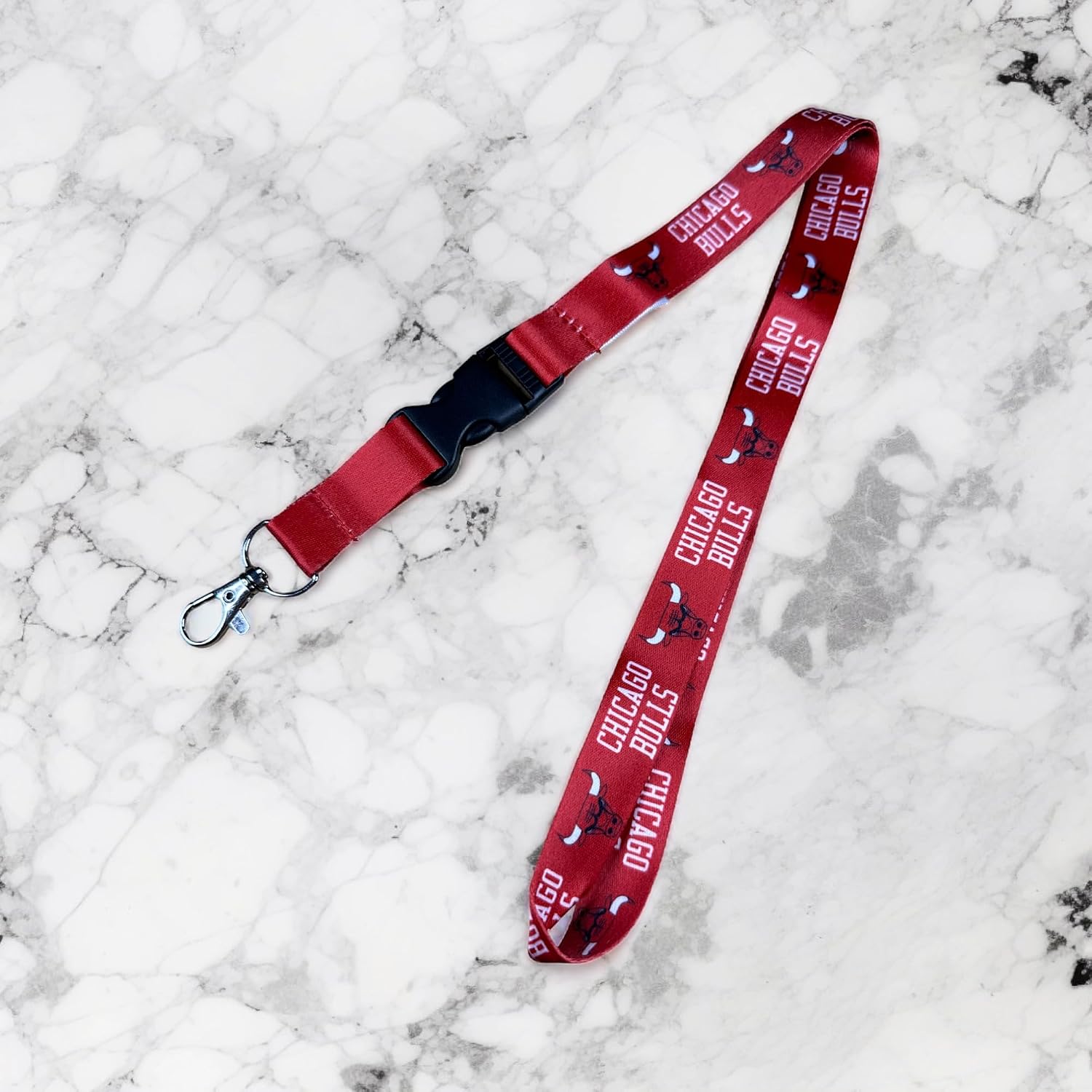 Desert Cactus Chicago Bulls Lanyard Keychain Detachable NBA Breakaway Snap Buckle National Basketball Association Car Keys ID Badge Holder (Lanyard 1 - Red)