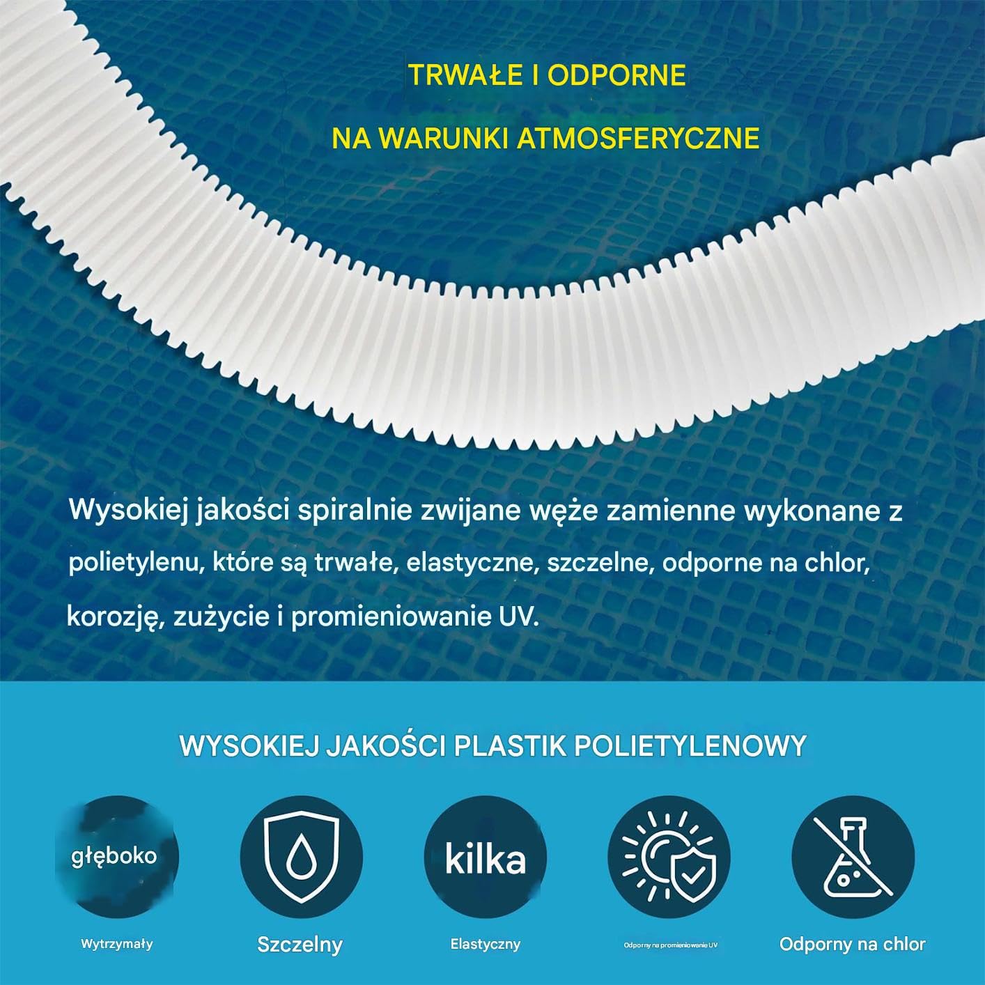Wąż Pompy Basenowej Z Adapterem 38 Mm, Szczelna Złączka | Zestaw 2 Węży Basenowych Do Basenów Naziemnych Do Ogrodu, Podwórka, Systemów Piaskowych Z Wodą Morską, Konserwacji,