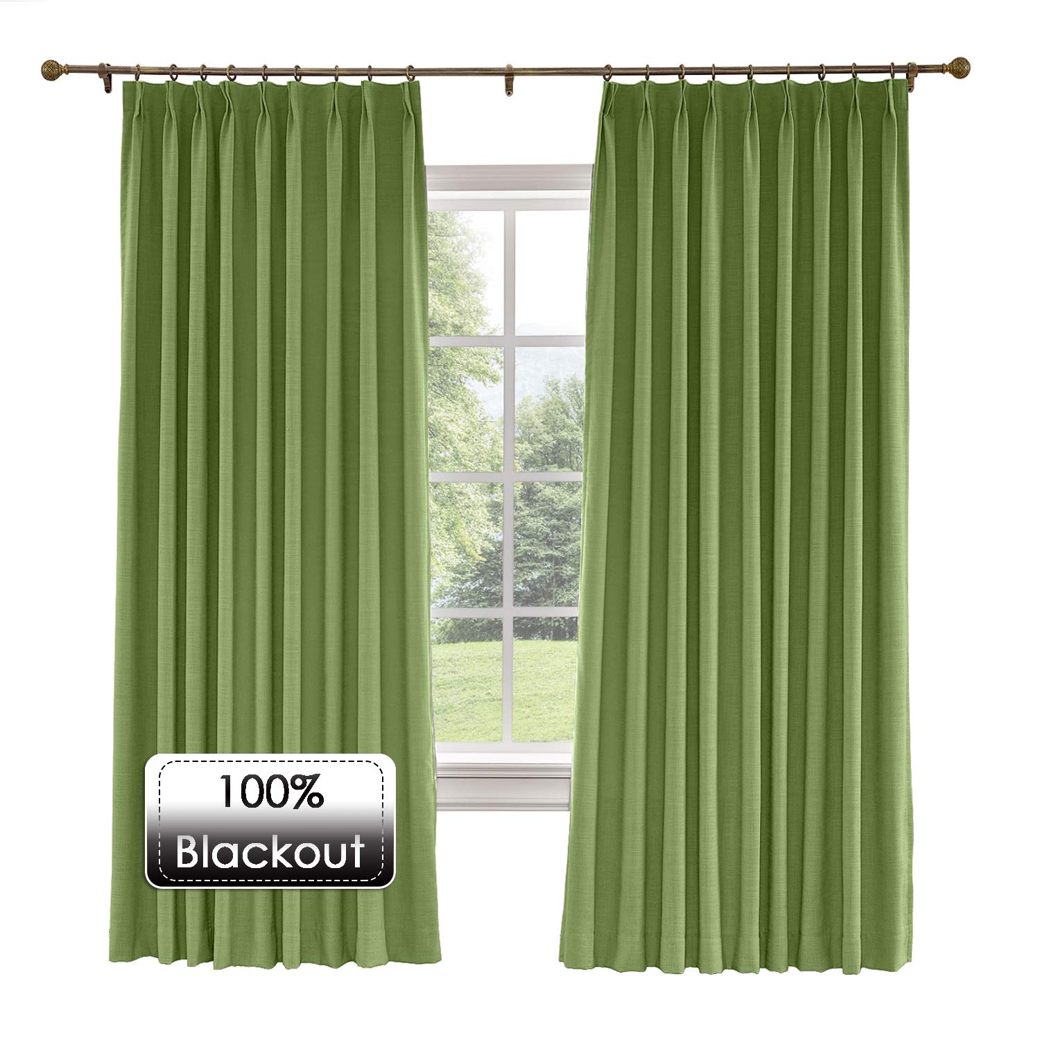 Amazon｜Prim Linen ピンチプリーツカーテン 寝室用 幅52インチ x 長さ