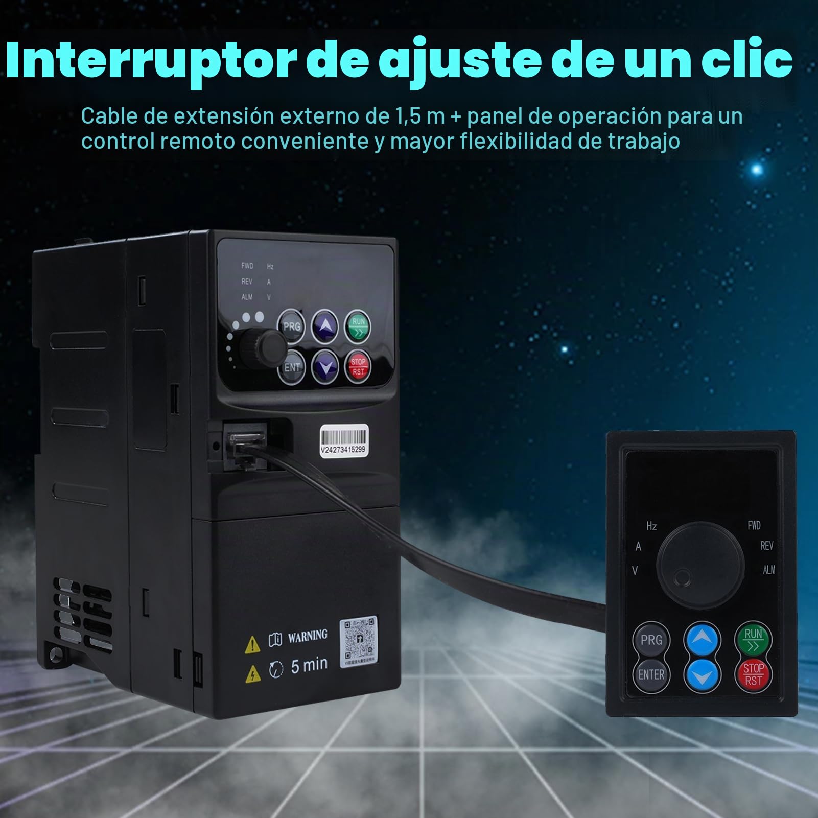 DEWIN Variador de Frecuencia CNC,0.75kW 220V Entrada Monofásica Salida Trifásica,Variador de Frecuencia VFD Inversor Convertidor de Frecuencia(con Cable de extensión de 1,5m)