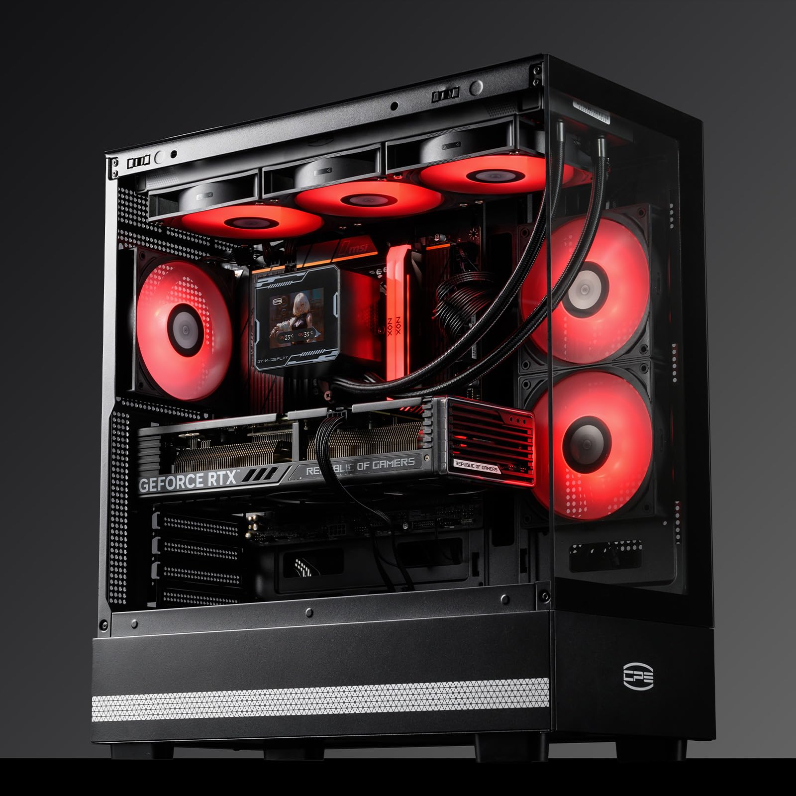 PCCOOLER ARGB - Ventola per case da 120 mm, senza fili, in metallo, con catena a margherita, illuminazione laterale geometrica, ventola PWM ad alte prestazioni, con cuscinetto FDB, per radiatori e
