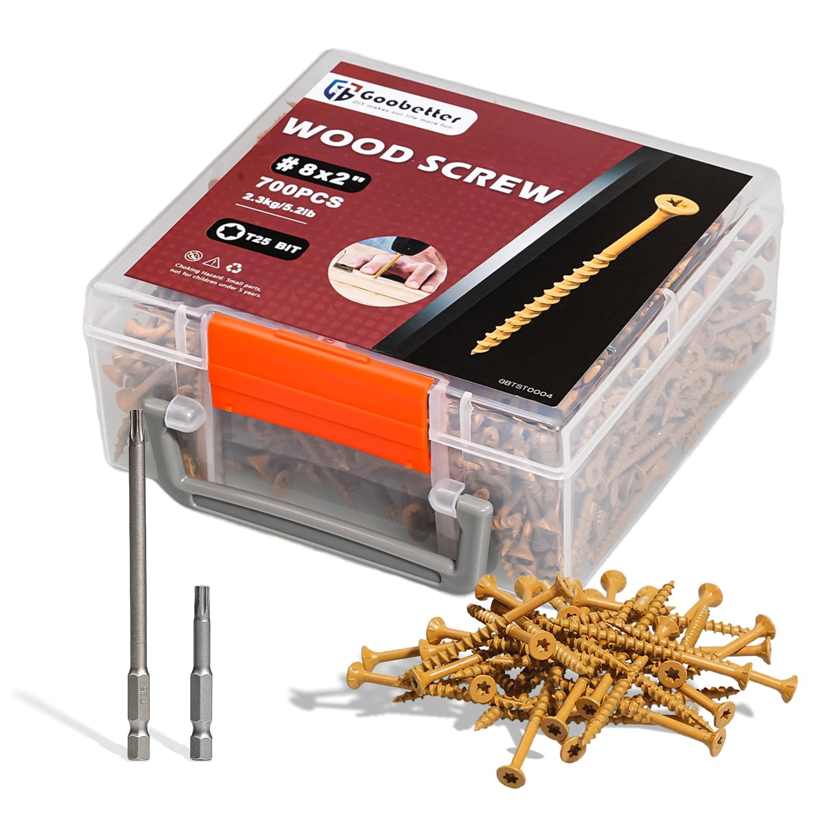 Goobetter Deck Screws 2 Inch, 700 PCS Wood Screws #8 x 2, Exterior Epoxy Coated, Torx/Star Drive Head Screw, Rust Resistant, Construction Fence Screws
