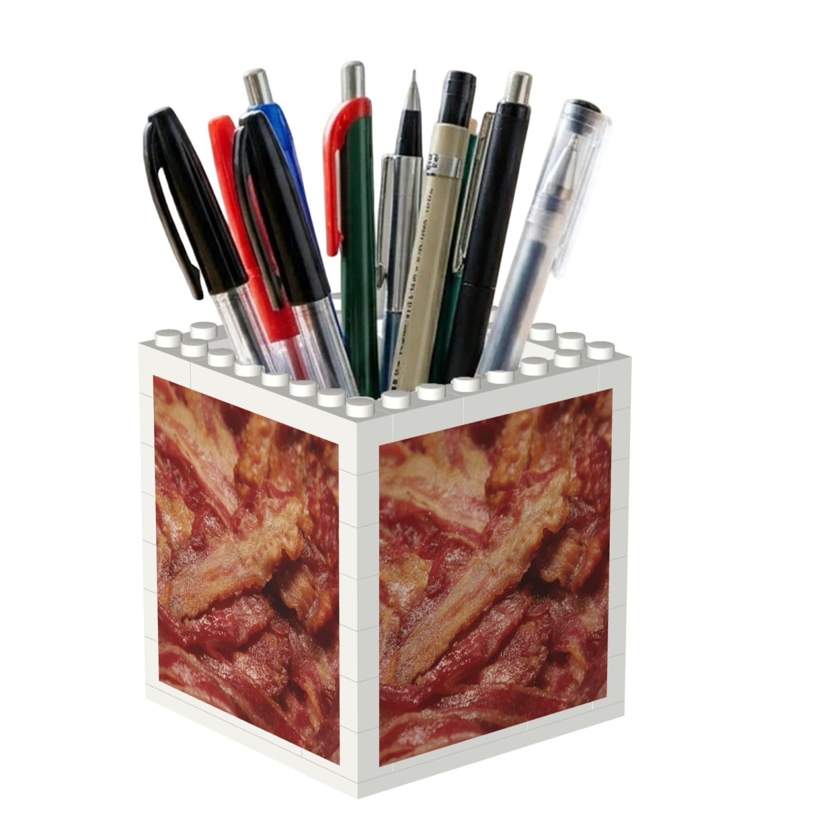 Poadnly Delicious Bacon Background, Pen Pot Pencil Holder for Office Home School, Compact Desk Organiser for Office Stationery