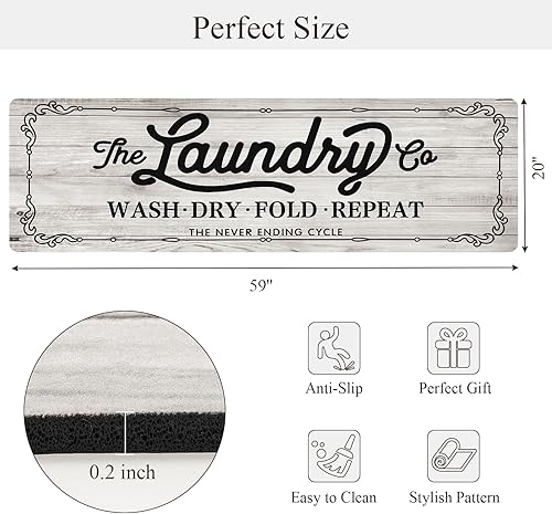 Miniatura 2 de Pauwer Alfombra de lavandería de 20 x 60 pulgadas, impermeable, de goma, antideslizante, tapete de cocina para piso, tapete lavable para granja,