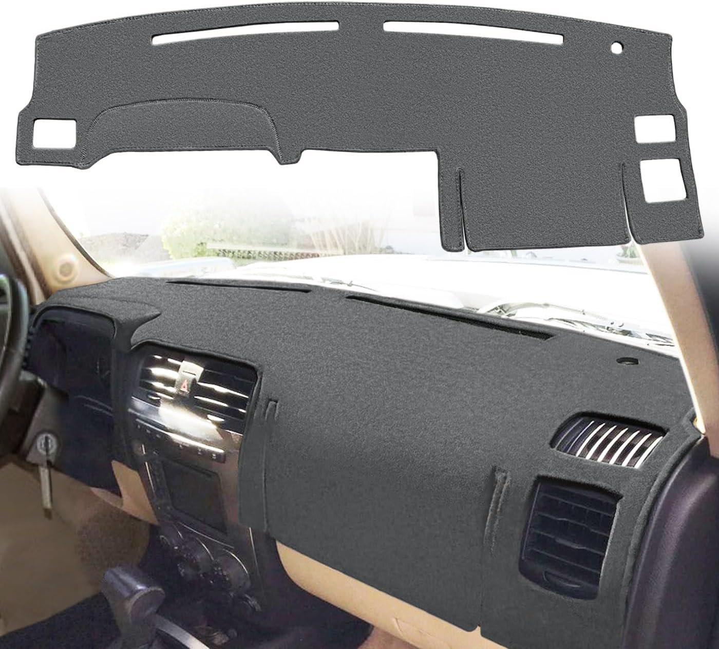 Dash Cover Mat Custom Fit for Hummer H3 / H3T with Light Sensor Dashboard Pad Cap Carpet Protector K348 (Black)