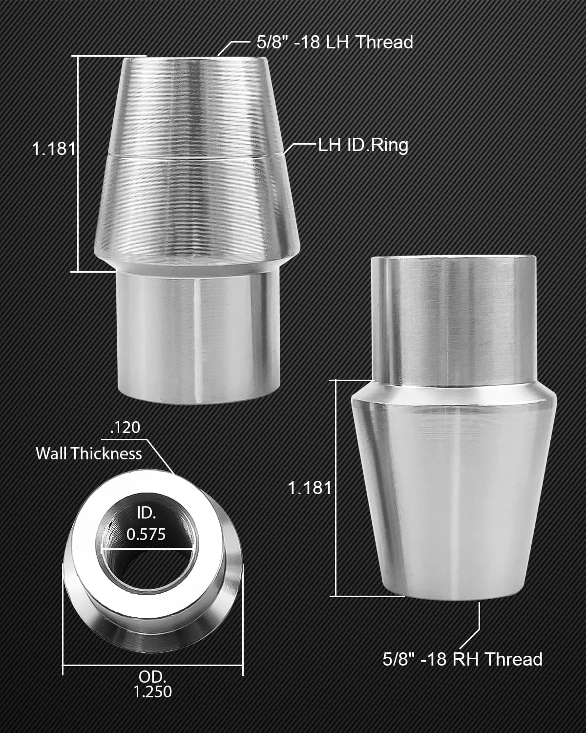 Upgrade 5/8” Heim Joints Rod End Kit, Left and Right Hand Thread 750” Chromoly Heim Joint, Panhard Bar Rod End Kit with Tube Adapters and Jam Nuts, 2 Set