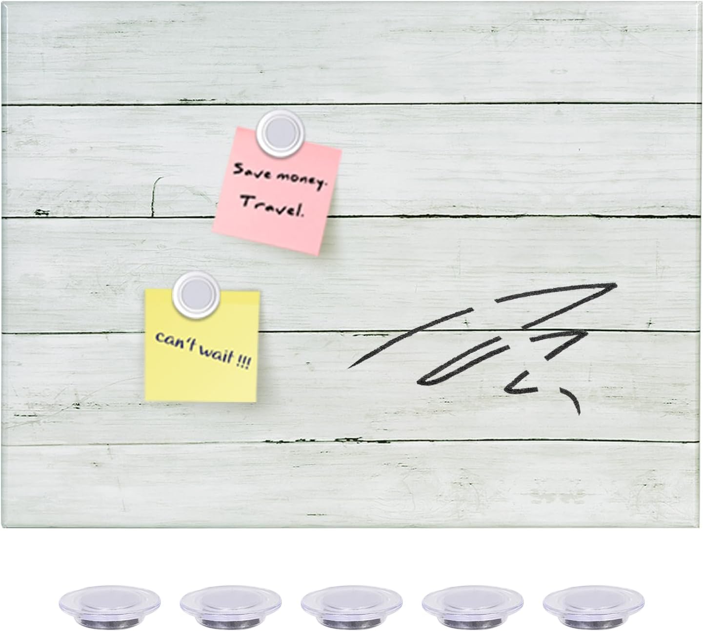 Wooden Planks Print Magnetic Surface Dry Erase Board, 30 x 20 inches Decorative White Board for Wall with Design, Frameless Dry Erase Board for Wall（Plank,5075,1pc）