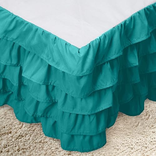 Miniatura 2 de Elegant Comfort Leila Collection - Falda de cama con múltiples volantes, 1500 hilos, calidad egipcia, con volantes antipolvo de fácil ajuste, caída