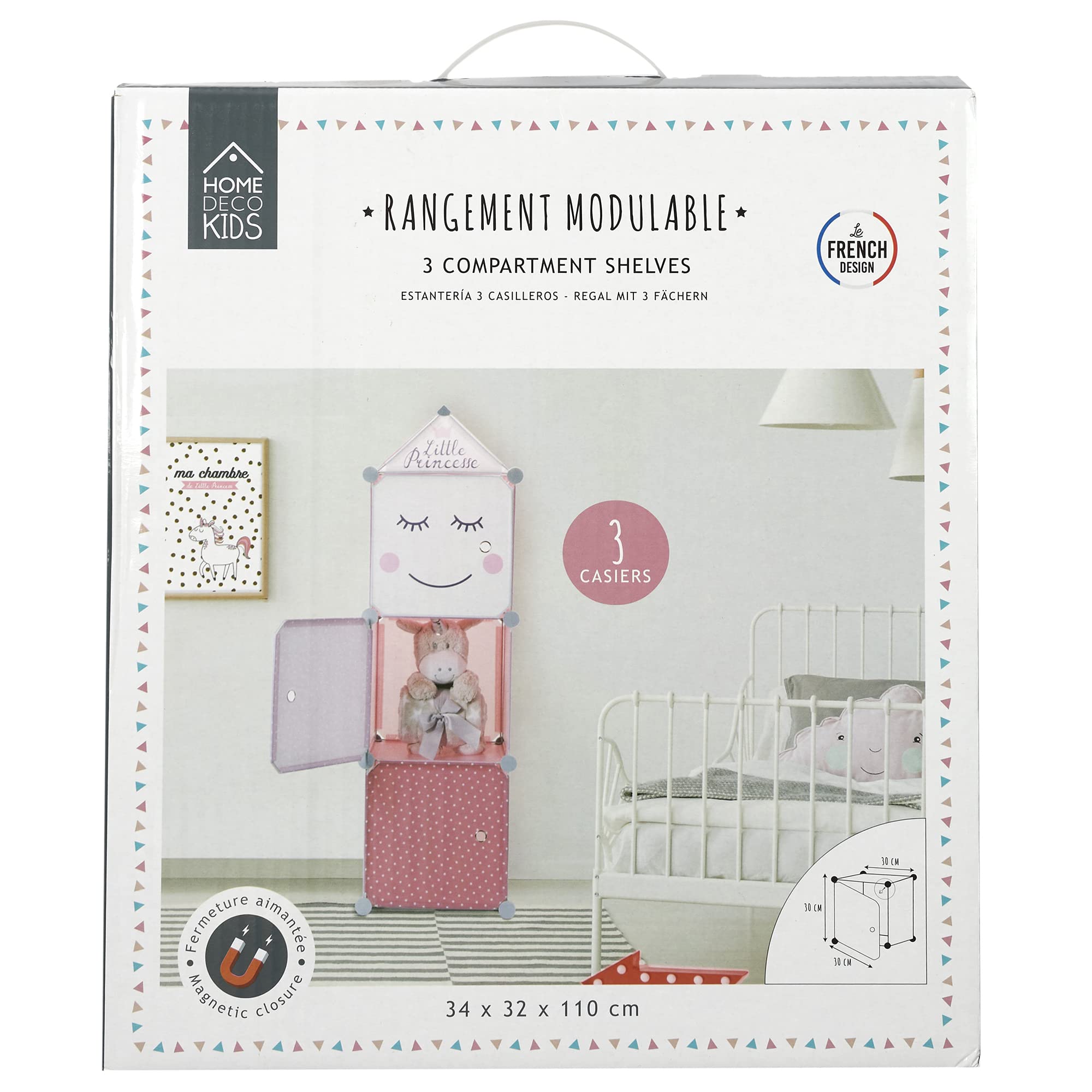 HOME DECO KIDS - Rg9220 - Rangement Armoire Modulable 3 Cubes Fille Enfant Deco Chambre Mobilier Decoration Meuble